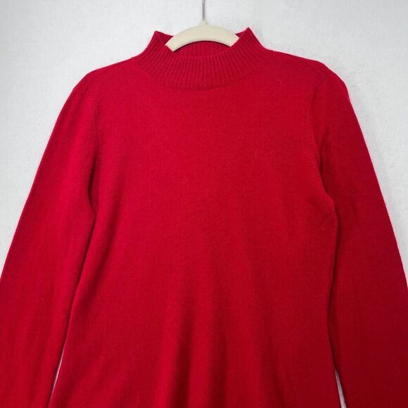 Rebecca Minkoff Sweater Women Medium Red 100% Cashmere Retro 70s Mob Wife Flare - Picture 4 of 11